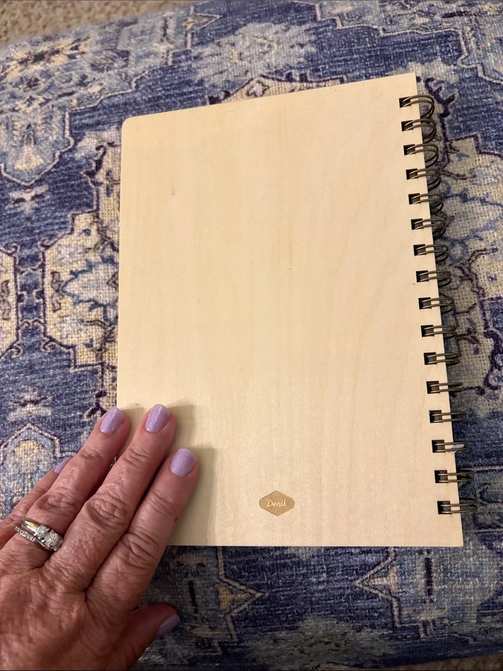 Wooden Spiral Notebook in Natural with Red Accent